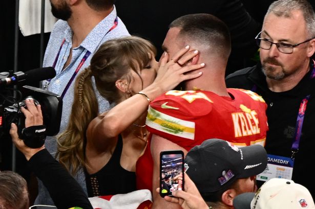 Emotional Taylor Swift fights back tears as she kisses Travis Kelce after Super Bowl win