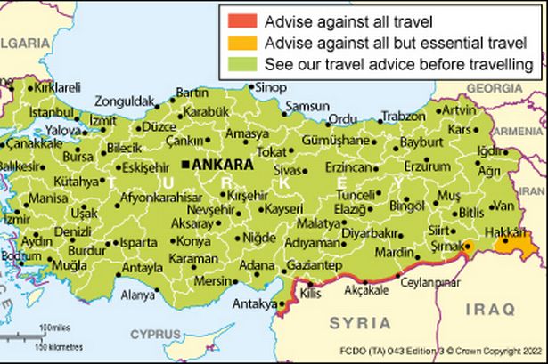 The latest Foreign Office travel advice issued for anyone travelling to Turkey, Greece or Spain