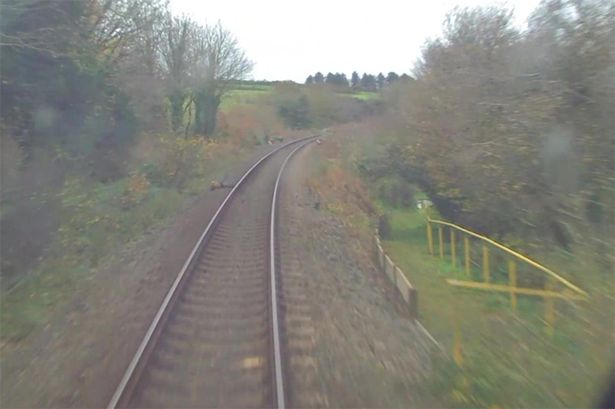 Railway worker jumps out of way of train with moment to spare