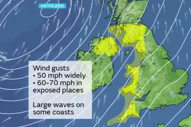 Met Office officially names Storm Kathleen as 70mph winds expected
