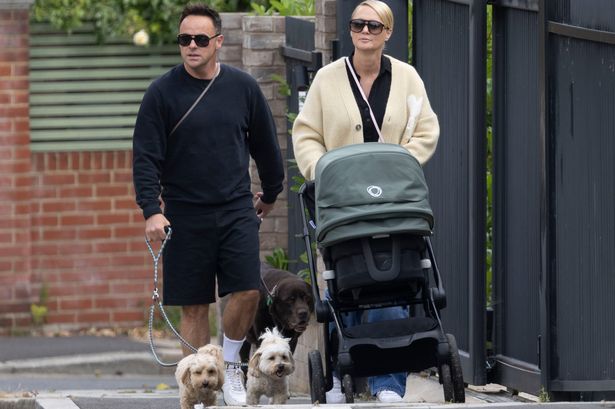 Ant McPartlin and wife Anne-Marie enjoy walk with baby Wilder and dog Hurley as they make most of summer sunshine